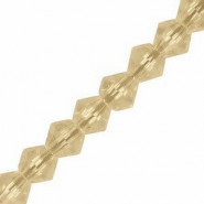 Faceted glass bicone beads 4mm Tranparent silver champagne